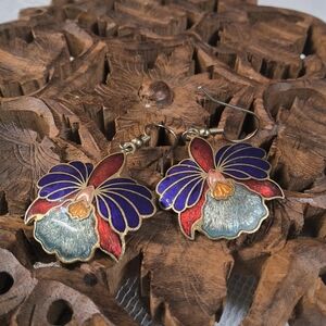 Handcrafted Multicolor Floral Cloisonné Earrings